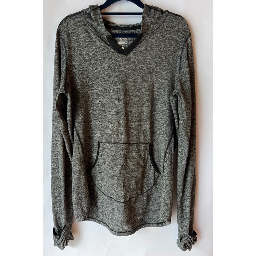 Nike Dri Fit Hoodie Pullover Heathered Gray Long‎ Sleeve Athletic Women M
